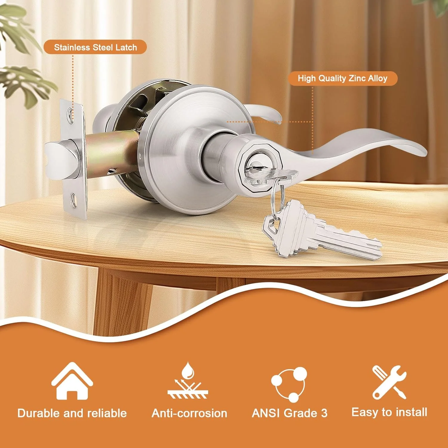 دستگیره های ورودی کلید دار نیکل ساتن پروبریكو، ست دستگیره درب، 10 عددی نقره ای مدل DL12061SNET-Combo-US10Pack دستگیره های ورودی کلید دار نیکل ساتن پروبریكو، ست دستگیره درب، 10 عددی نقره ای مدل DL12061SNET-Combo-US10Pack