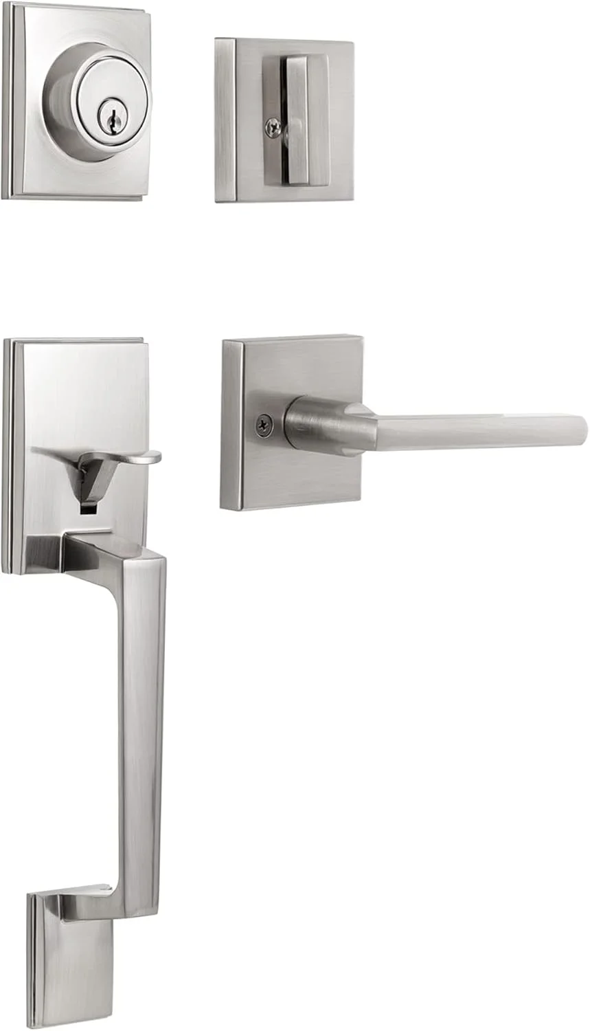 دستگیره درب ورودی NeuType به همراه قفل Deadbolt، دستگیره یک سیلندر با دستگیره صاف نیمه پایینی، نقره ای