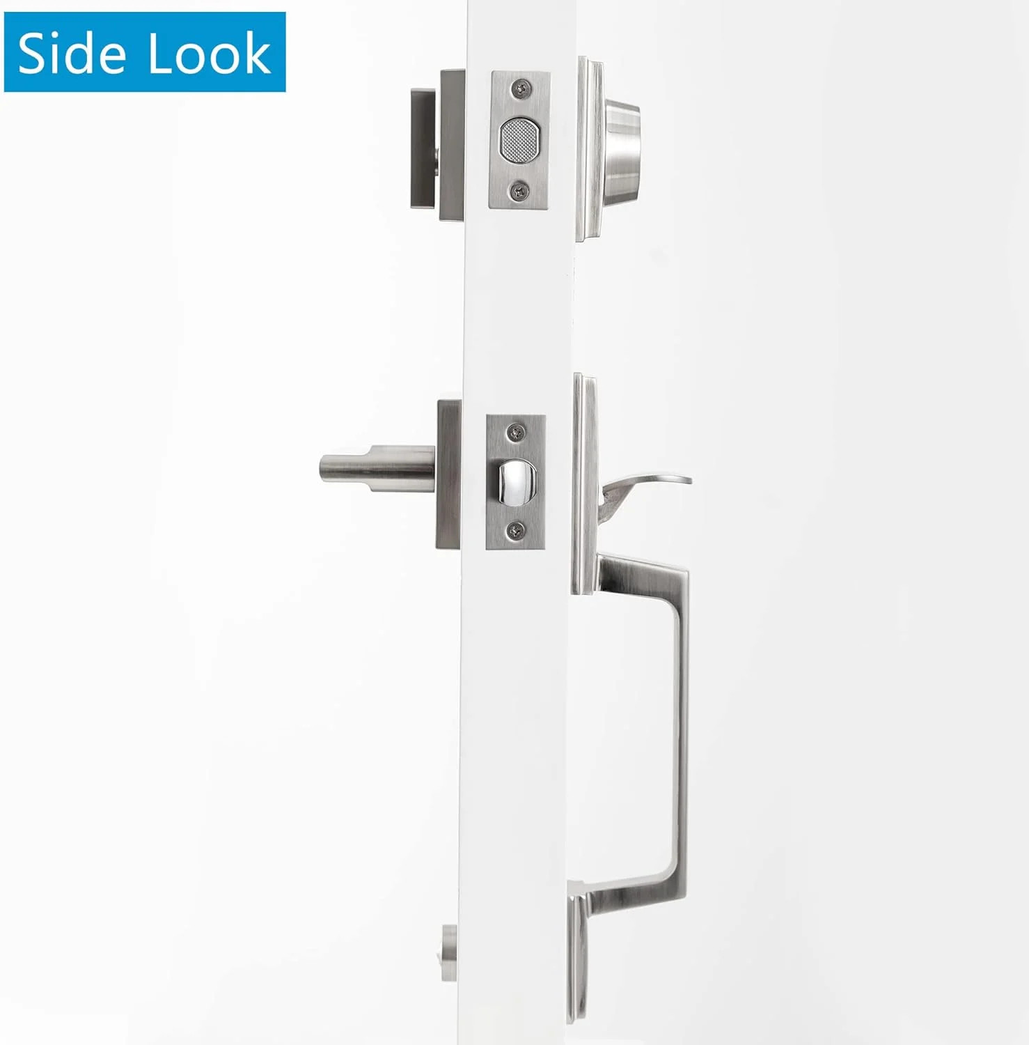 دستگیره درب ورودی NeuType به همراه قفل Deadbolt، دستگیره یک سیلندر با دستگیره صاف نیمه پایینی، نقره ای دستگیره درب ورودی NeuType به همراه قفل Deadbolt، دستگیره یک سیلندر با دستگیره صاف نیمه پایینی، نقره ای