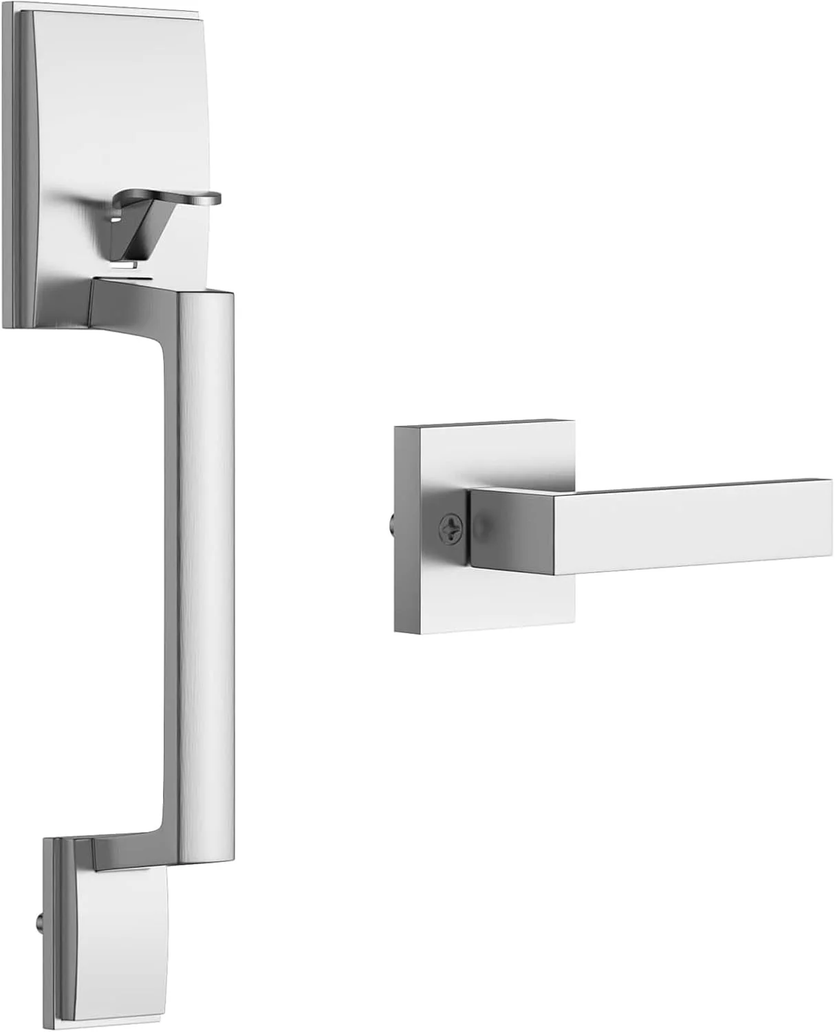 دستگیره درب ورودی Migade، ست دستگیره نیمه پایینی تک سیلندر با اهرم برگشت پذیر، قفل درب ورودی مدرن، دستگیره درب بیرونی/داخلی ارتقا یافته برای ورودی و درب ورودی