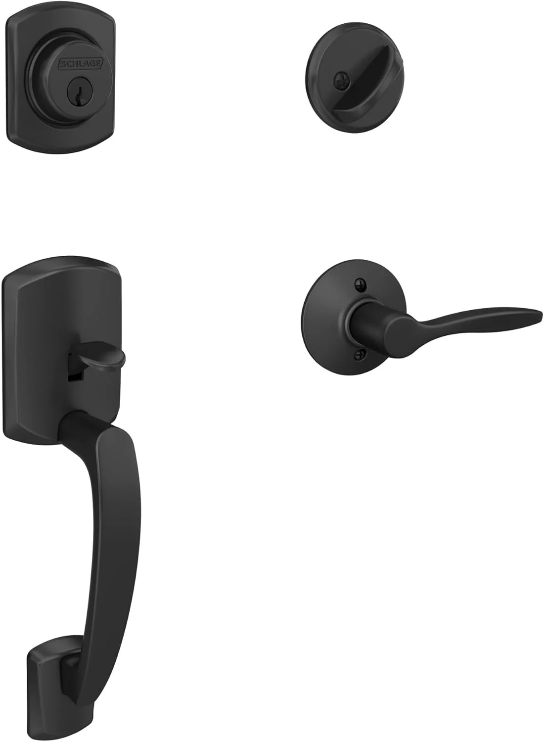 دستگیره ورودی شلاگه مدل Greenwich F60GRW622DELLH با دستگیره اهرمی چپ گرد Delfayo و قفل یک طرفه، مشکی مات