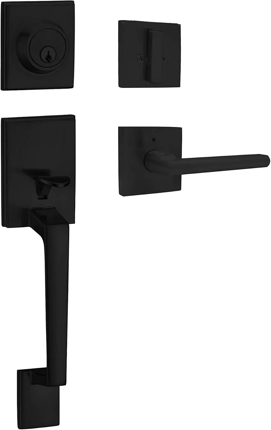 دستگیره یک سیلندر کولوسوس مدل NDL833 به همراه دستگیره اهرمی درب برای ورودی و درب جلو، قابل برگشت برای راست و چپ، دستگیره قفل درب، پرداخت مشکی آهنی