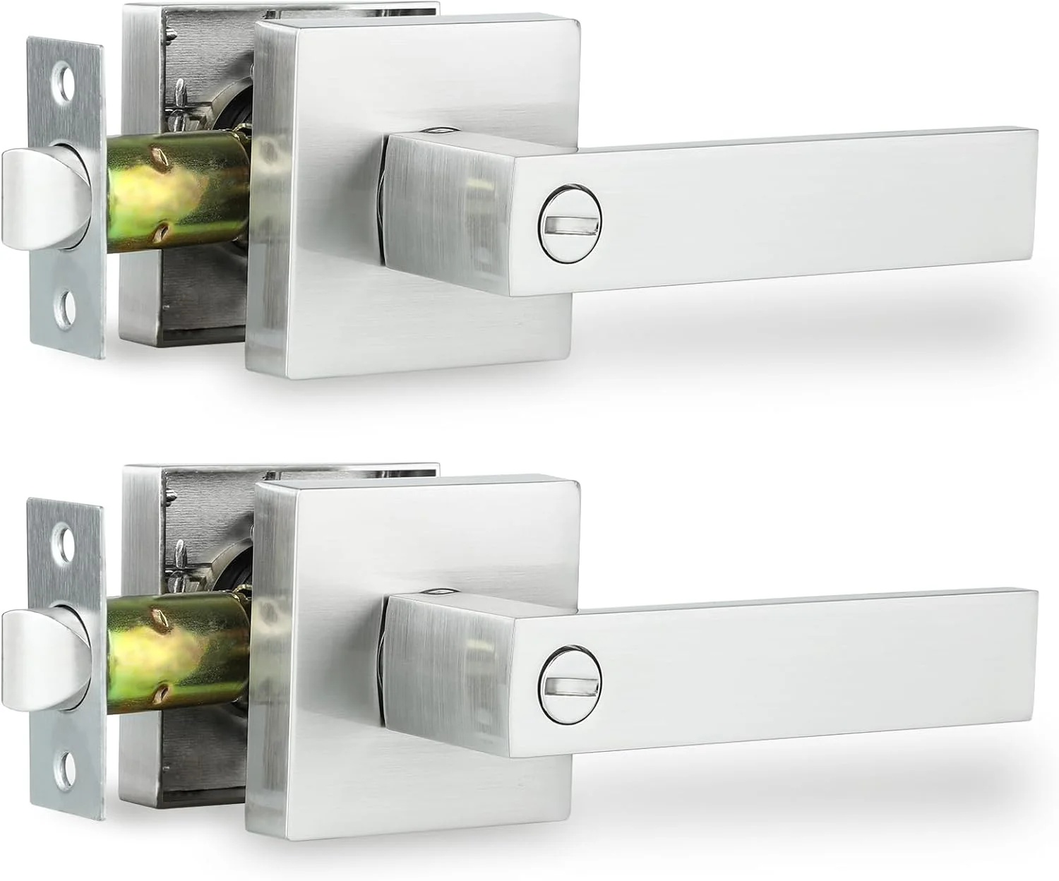 دستگیره اهرمی درب، دستگیره های درب داخلی سنگین برای درب حمام و اتاق خواب، دستگیره قفل حریم خصوصی بدون کلید، دستگیره های درب نیکل ساتن برای درهای سمت راست و چپ، بسته 2 عددی