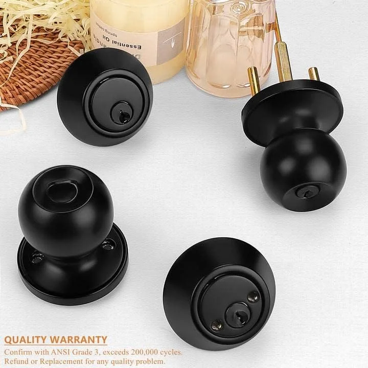 دستگیره دو سیلندر مشکی مات Probrico، بسته ترکیبی دستگیره های ورودی یکسان با قفل های زبانه دار، سخت افزار بیرونی برای درب ورودی، بسته 2 عددی دستگیره دو سیلندر مشکی مات Probrico، بسته ترکیبی دستگیره های ورودی یکسان با قفل های زبانه دار، سخت افزار بیرونی برای درب ورودی، بسته 2 عددی