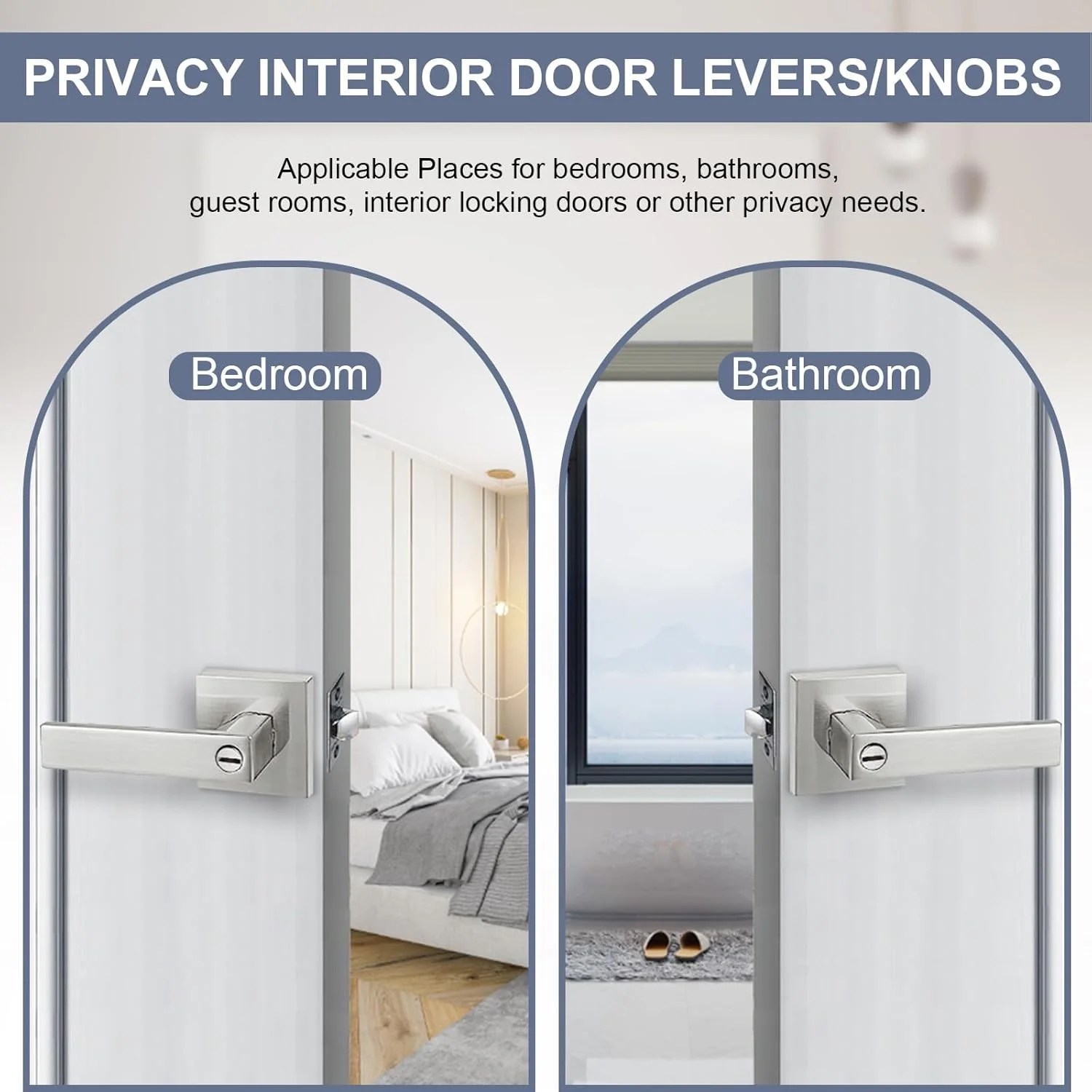 دستگیره اهرمی درب، دستگیره های درب داخلی سنگین برای درب حمام و اتاق خواب، دستگیره قفل حریم خصوصی بدون کلید، دستگیره های درب نیکل ساتن برای درهای سمت راست و چپ، بسته 2 عددی دستگیره اهرمی درب، دستگیره های درب داخلی سنگین برای درب حمام و اتاق خواب، دستگیره قفل حریم خصوصی بدون کلید، دستگیره های درب نیکل ساتن برای درهای سمت راست و چپ، بسته 2 عددی