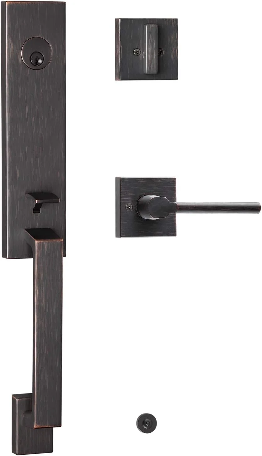 دستگیره درب ورودی سنگین TOGU HS14D با دستگیره اهرمی طرح موجی، قفل اهرمی درب ورودی جامد برای درب های بیرونی منزل، نصب آسان، نیکل ساتن