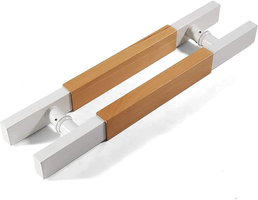 دستگیره درب استیل ضد زنگ ساده چوبی، دستگیره فشاری/کششی درب شیشه ای/دستگیره درب چوبی - مشکی/سفید، ست سخت افزاری دستگیره درب در 4 طول
