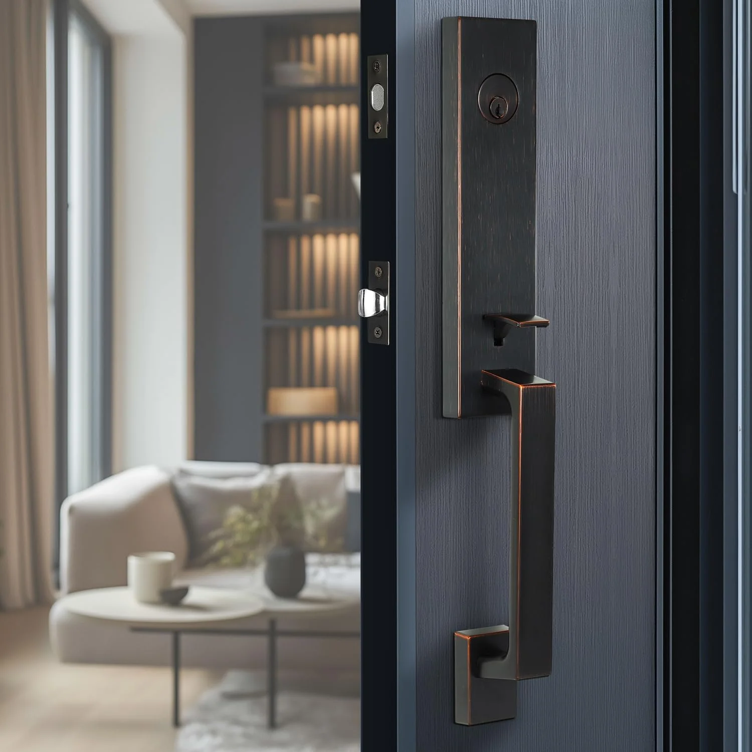 دستگیره درب ورودی سنگین TOGU HS14D با دستگیره اهرمی طرح موجی، قفل اهرمی درب ورودی جامد برای درب های بیرونی منزل، نصب آسان، نیکل ساتن دستگیره درب ورودی سنگین TOGU HS14D با دستگیره اهرمی طرح موجی، قفل اهرمی درب ورودی جامد برای درب های بیرونی منزل، نصب آسان، نیکل ساتن