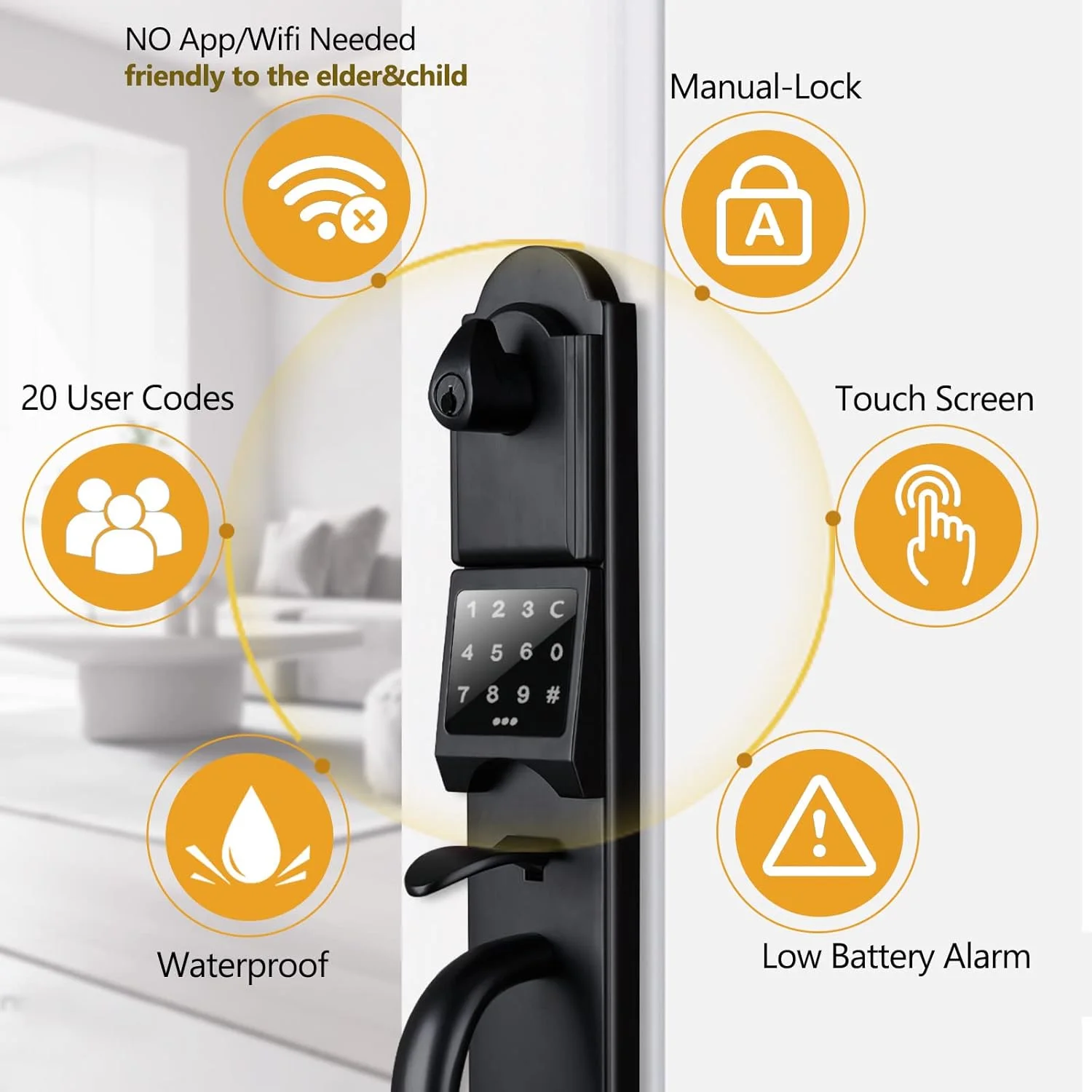 قفل درب بدون کلید، قفل درب ددبولت لمسی الکترونیکی با دستگیره دوتایی درب، ست قفل درب بیرونی سنگین و غیرفعال، مناسب برای درب های چپ و راست، X-2018DB-E-SET قفل درب بدون کلید، قفل درب ددبولت لمسی الکترونیکی با دستگیره دوتایی درب، ست قفل درب بیرونی سنگین و غیرفعال، مناسب برای درب های چپ و راست، X-2018DB-E-SET