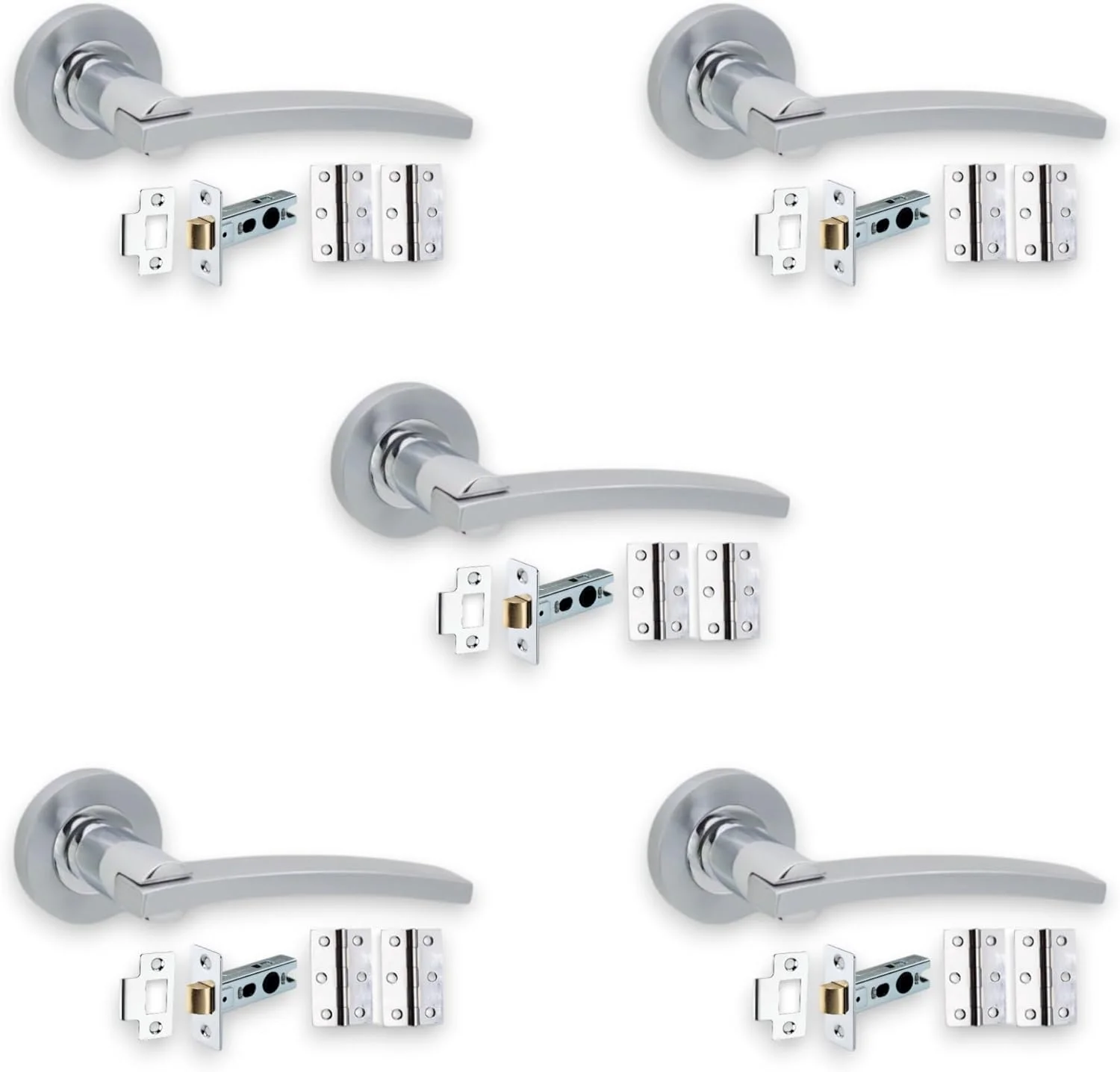 ست دستگیره اهرمی داخلی 5 عددی Infinity Decor روی گل رز، دستگیره درب زاماک جامد، بسته دستگیره درب شامل زبانه و لولا مدل Cody