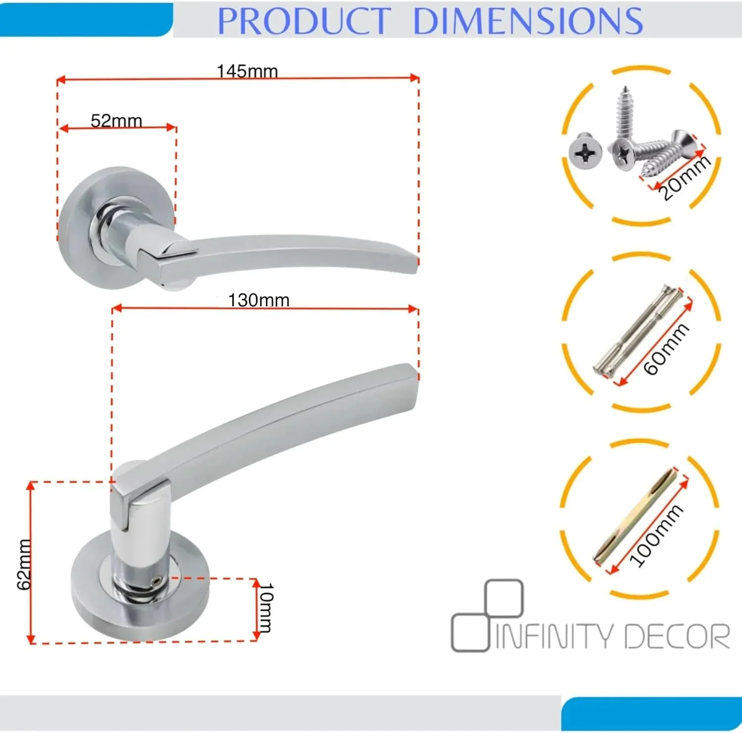 ست دستگیره اهرمی داخلی 5 عددی Infinity Decor روی گل رز، دستگیره درب زاماک جامد، بسته دستگیره درب شامل زبانه و لولا مدل Cody ست دستگیره اهرمی داخلی 5 عددی Infinity Decor روی گل رز، دستگیره درب زاماک جامد، بسته دستگیره درب شامل زبانه و لولا مدل Cody