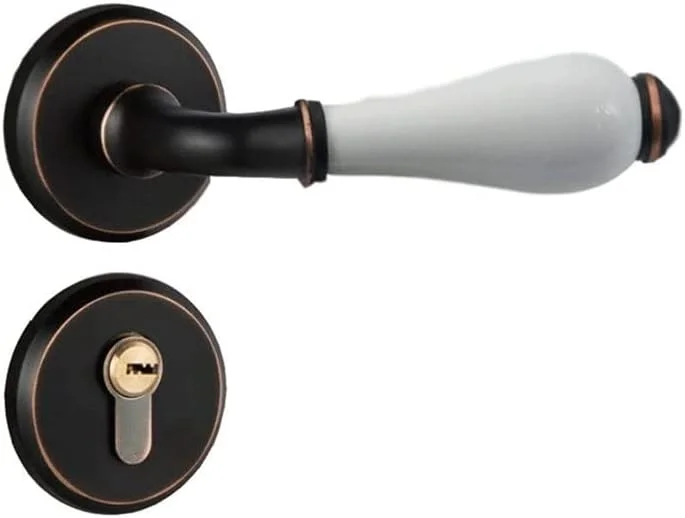 ست قفل درب امنیتی Beyori با قفل و کلید، دستگیره درب آلیاژ روی، دستگیره قفل مکانیکی اهرمی برای اتاق خواب (رنگ: A)