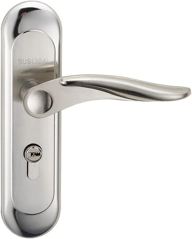 ست دستگیره و قفل درب، دستگیره اهرمی قفل درب مکانیکی بی صدا از جنس استیل ضد زنگ برای اتاق خواب و آشپزخانه (رنگ: B)