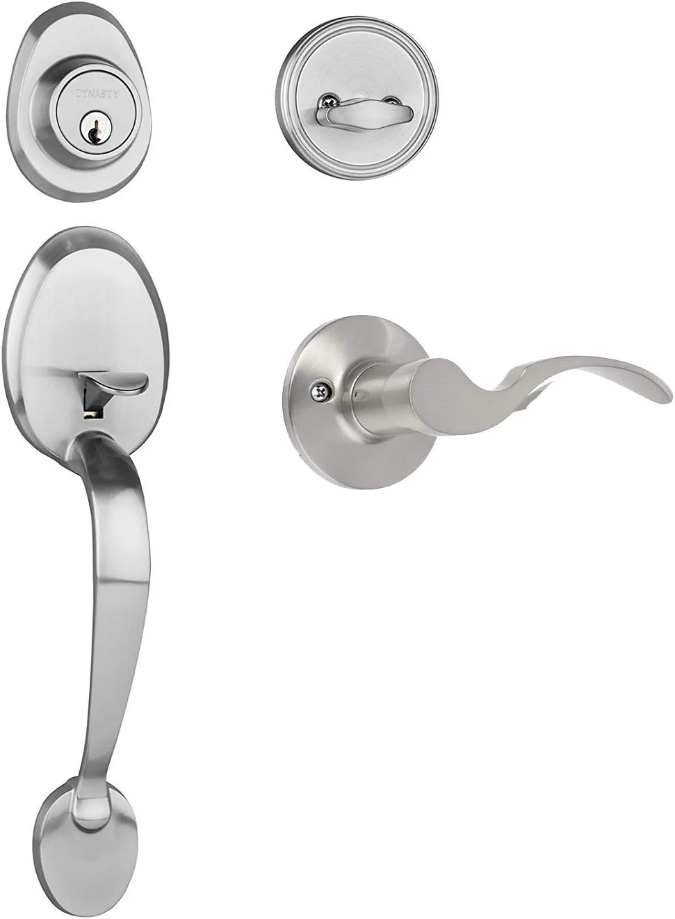 دستگیره درب ورودی کلورادو Dynasty Hardware مدل COL-MON-100-US15-LH، نیکل ساتن، با اهرم مونتری، دست چپ