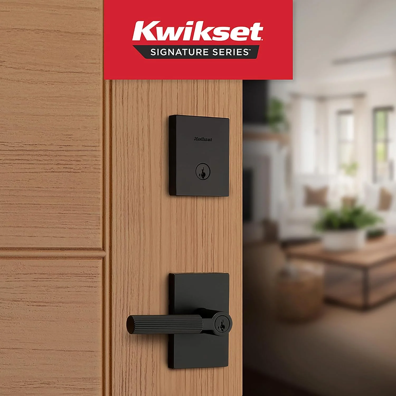 ست دستگیره و قفل درب ورودی Kwikset Mirada Reeded، دستگیره ورودی با اهرم برگشت پذیر داخلی، مشکی مات، قفل ضد سرقت SmartKey Rekey با محافظت Microban ست دستگیره و قفل درب ورودی Kwikset Mirada Reeded، دستگیره ورودی با اهرم برگشت پذیر داخلی، مشکی مات، قفل ضد سرقت SmartKey Rekey با محافظت Microban