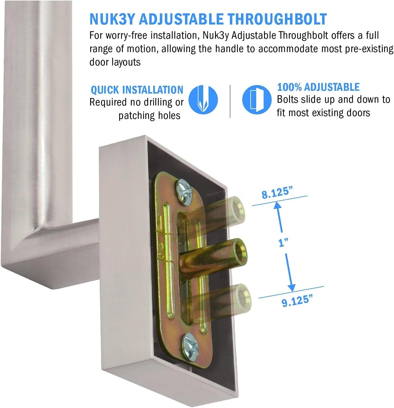 دستگیره مدرن ورودی درب و قفل با دستگیره داخلی برگشت پذیر (دستگیره گرد، نیکل ساتن) دستگیره مدرن ورودی درب و قفل با دستگیره داخلی برگشت پذیر (دستگیره گرد، نیکل ساتن)