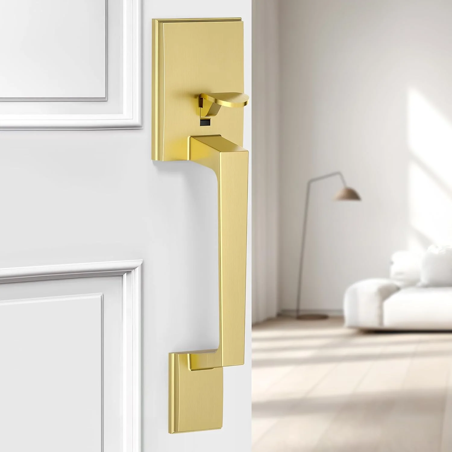 دستگیره درب ورودی، دستگیره درب ورودی با دستگیره شیشه ای بدون قفل، دستگیره درب طلایی بیرونی برای درب های راست و چپ، آلیاژ روی، برنجی ساتن دستگیره درب ورودی، دستگیره درب ورودی با دستگیره شیشه ای بدون قفل، دستگیره درب طلایی بیرونی برای درب های راست و چپ، آلیاژ روی، برنجی ساتن