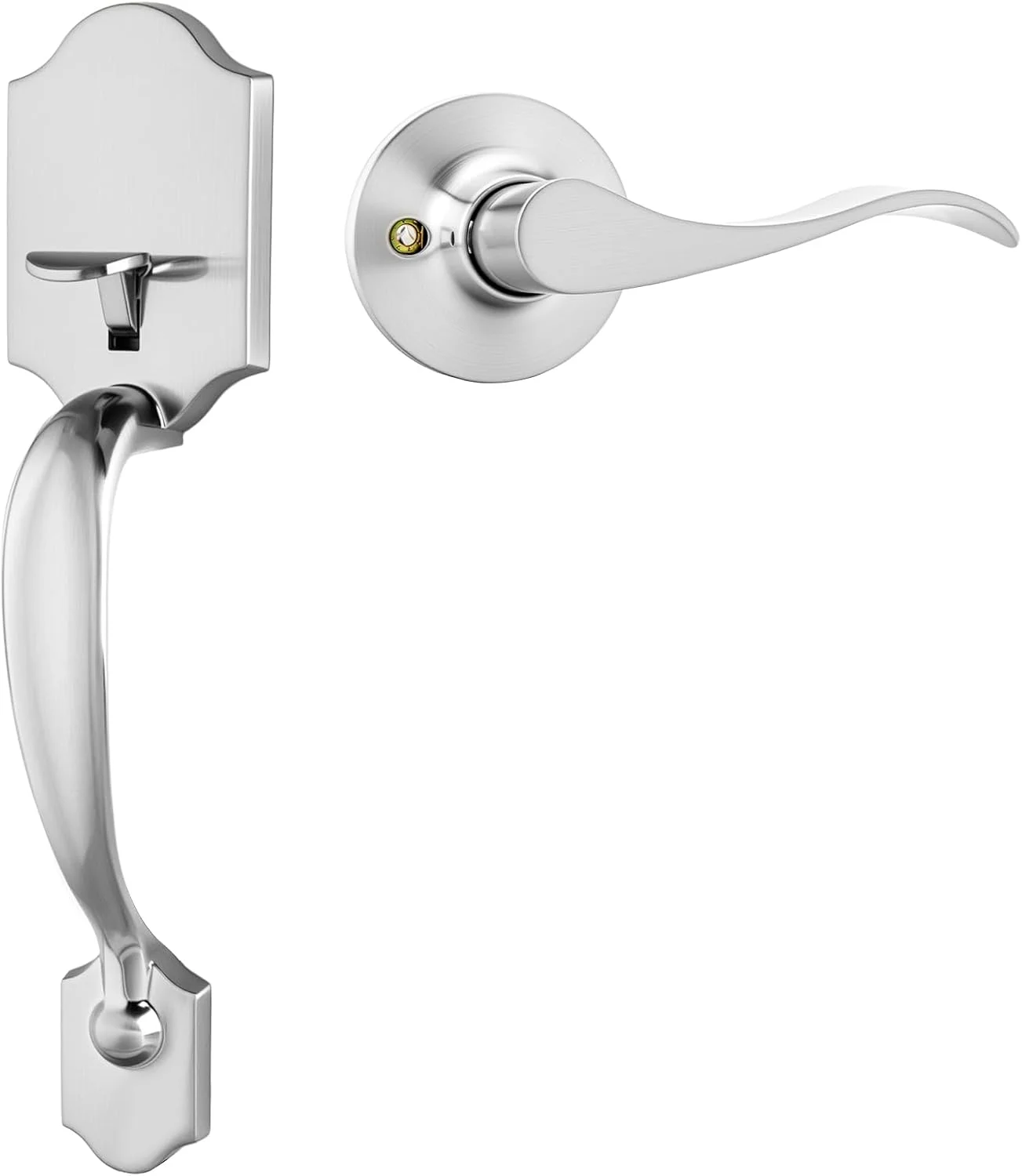 دستگیره درب ورودی گلدن وارم، نیکل، سیلندر تکی، اهرم برگشت پذیر، قابل تنظیم، 28x5 سانتی متر، 1.2 کیلوگرم، استیل ضد زنگ، پرداخت برس خورده، دستگیره ست درب ورودی