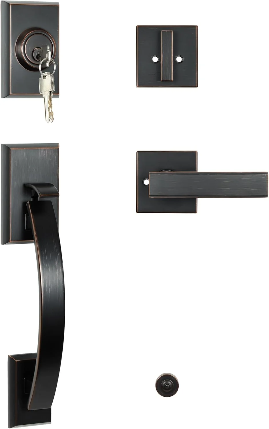 دستگیره درب ورودی سنگین TOGU HS27D-L13 با دستگیره اهرمی، قفل درب ورودی جامد با دستگیره اهرمی برای درب های بیرونی منزل، نصب آسان، روکش برنز روغنی