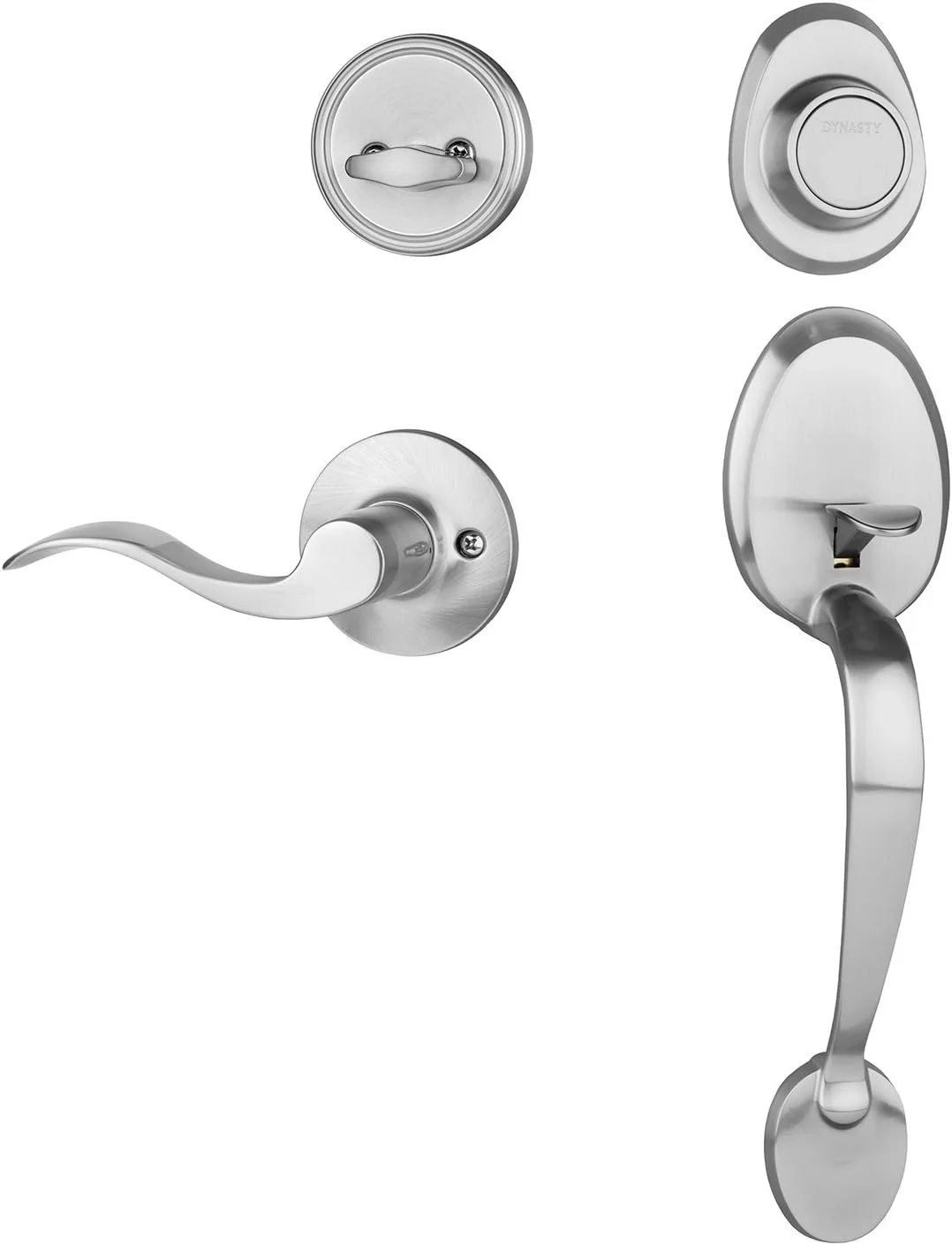 دستگیره اهرمی نمایشی درب ورودی کلرادو Dynasty Hardware مدل COL-HER-405-15R، نیکل ساتن، اهرم میراثی، دست راست