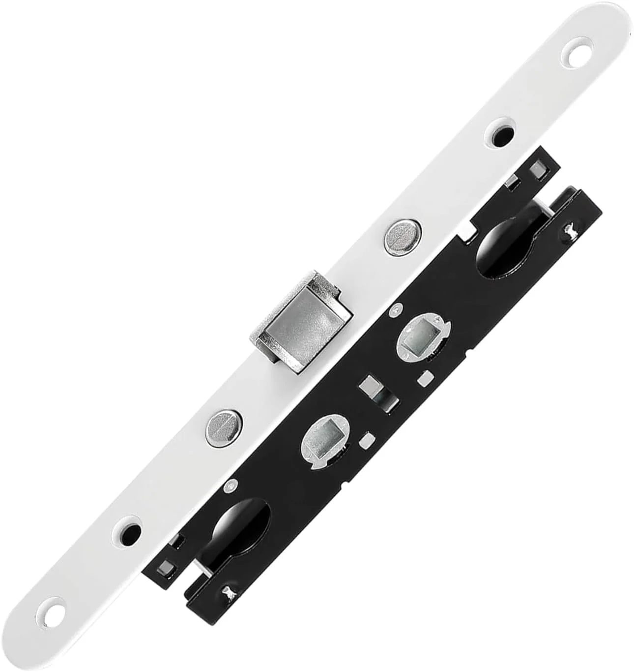 بدنه قفل زبانه دار دو نقطه ای درب طوفان گیر هاتفای تولز، مناسب برای دستگیره درب طوفان گیر پلا، صفحه رو سفید