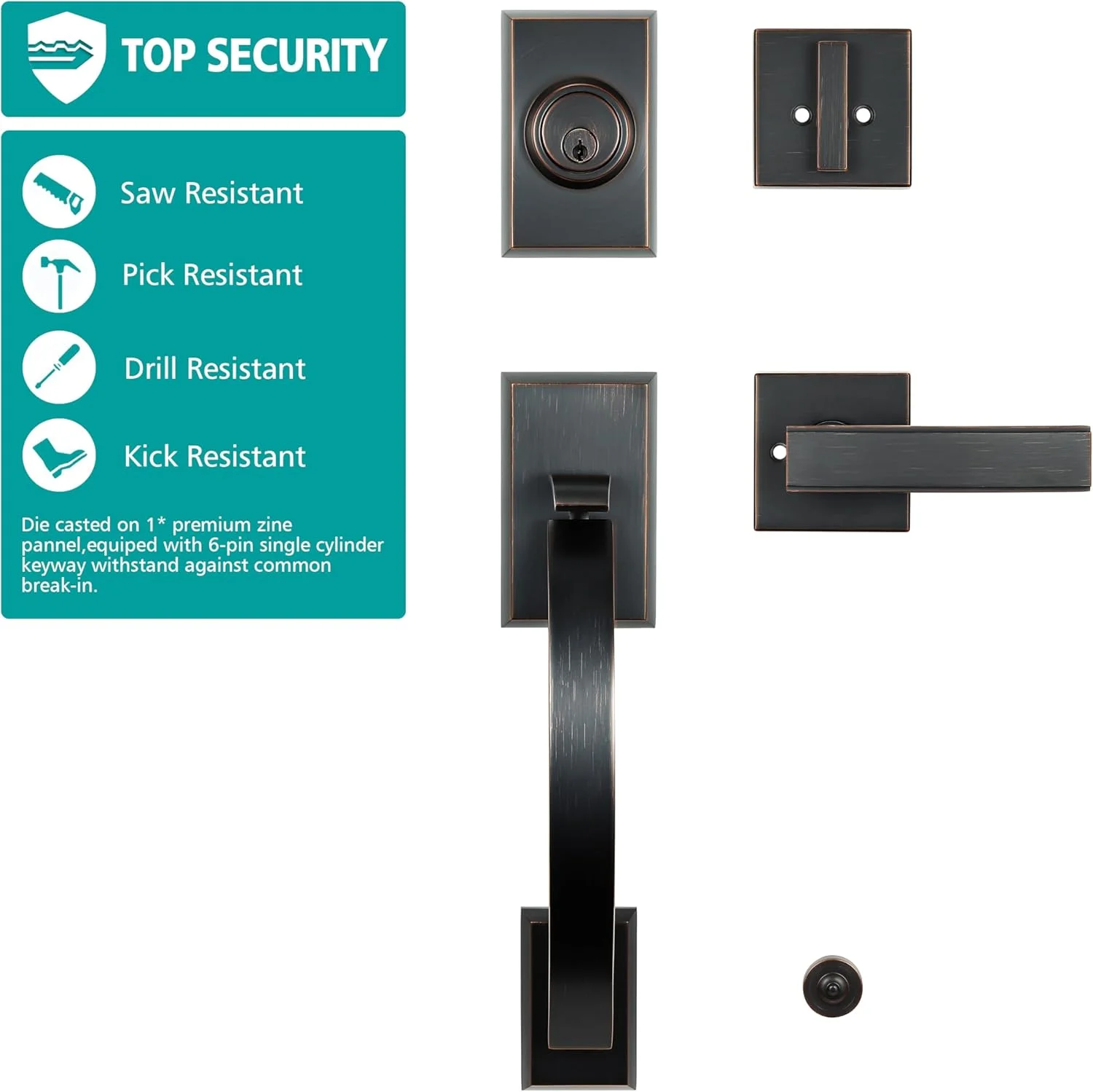 دستگیره درب ورودی سنگین TOGU HS27D-L13 با دستگیره اهرمی، قفل درب ورودی جامد با دستگیره اهرمی برای درب های بیرونی منزل، نصب آسان، روکش برنز روغنی دستگیره درب ورودی سنگین TOGU HS27D-L13 با دستگیره اهرمی، قفل درب ورودی جامد با دستگیره اهرمی برای درب های بیرونی منزل، نصب آسان، روکش برنز روغنی