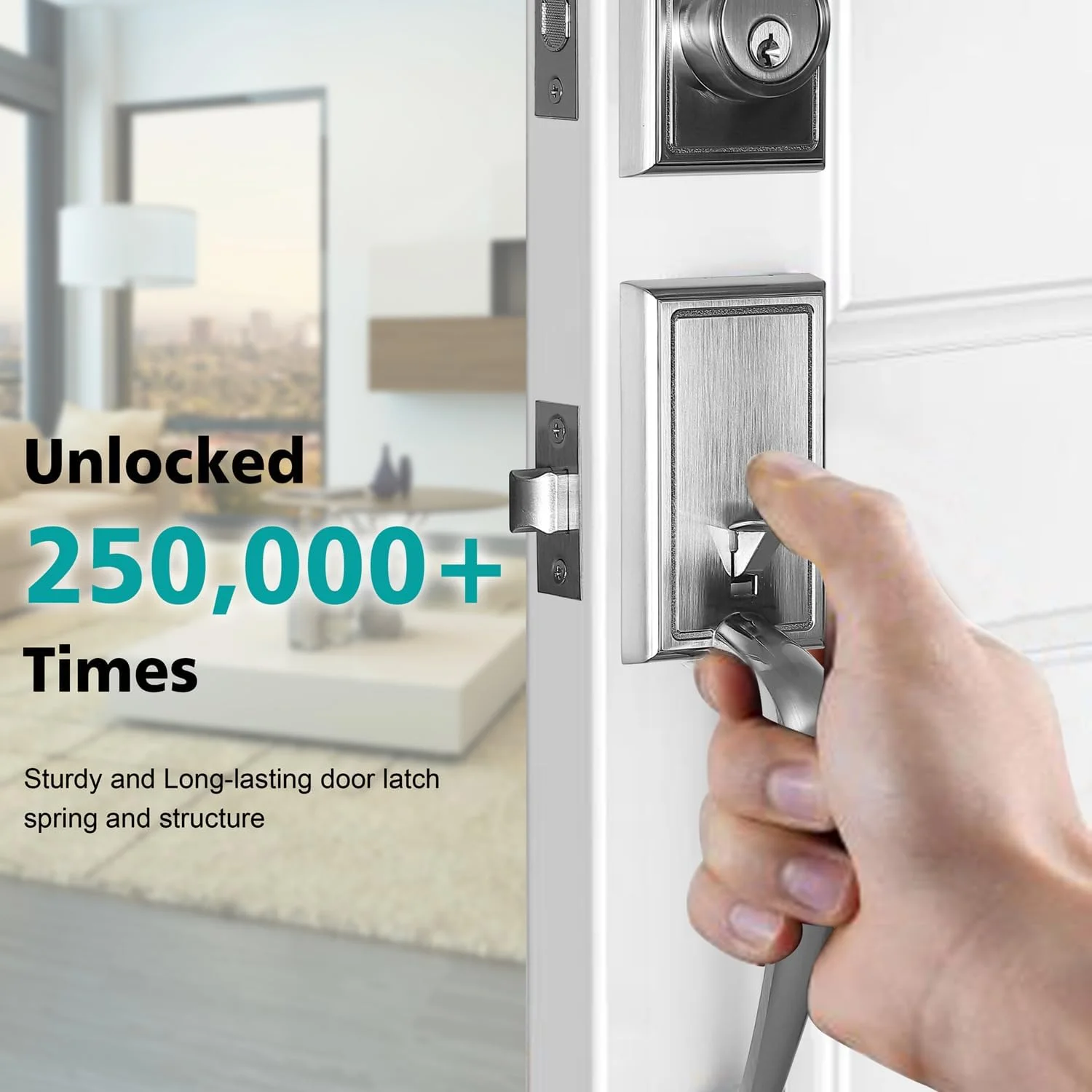 دستگیره درب ورودی TOGU با قفل زبانه دار تک سیلندر نیکل ساتن، قفل درب ورودی مدرن برای درب های بیرونی خانه دستگیره درب ورودی TOGU با قفل زبانه دار تک سیلندر نیکل ساتن، قفل درب ورودی مدرن برای درب های بیرونی خانه