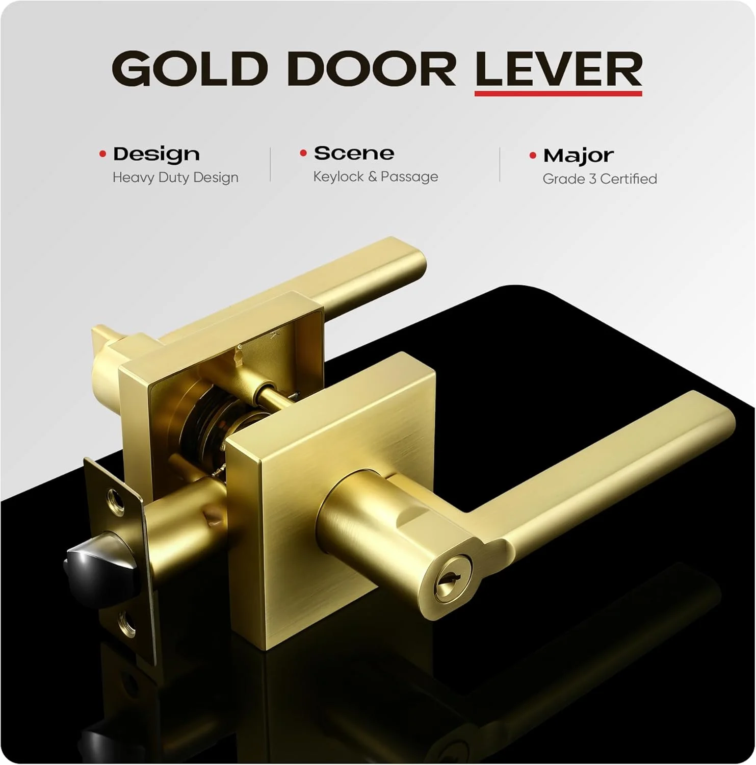 دستگیره درب ورودی کامل و سنگین Heittis (همسان)، دستگیره طلایی درب با کلید، مناسب برای درب های چپ و راست، روکش برنجی ساتن، بسته 3 عددی دستگیره درب ورودی کامل و سنگین Heittis (همسان)، دستگیره طلایی درب با کلید، مناسب برای درب های چپ و راست، روکش برنجی ساتن، بسته 3 عددی