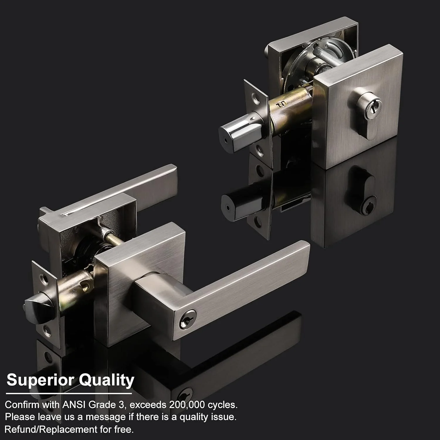 دستگیره اهرمی درب ورودی مدل مدرن Knobonly با قفل سیلندر تکی، همه کلیدها یکسان، ست دستگیره نیکل ساتن، قفل درب جلو/خارجی مسکونی/تجاری، بسته ترکیبی 3 عددی دستگیره اهرمی درب ورودی مدل مدرن Knobonly با قفل سیلندر تکی، همه کلیدها یکسان، ست دستگیره نیکل ساتن، قفل درب جلو/خارجی مسکونی/تجاری، بسته ترکیبی 3 عددی