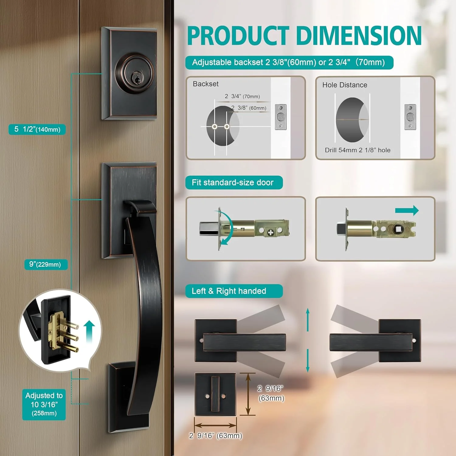 دستگیره درب ورودی سنگین TOGU HS27D-L13 با دستگیره اهرمی، قفل درب ورودی جامد با دستگیره اهرمی برای درب های بیرونی منزل، نصب آسان، روکش برنز روغنی دستگیره درب ورودی سنگین TOGU HS27D-L13 با دستگیره اهرمی، قفل درب ورودی جامد با دستگیره اهرمی برای درب های بیرونی منزل، نصب آسان، روکش برنز روغنی