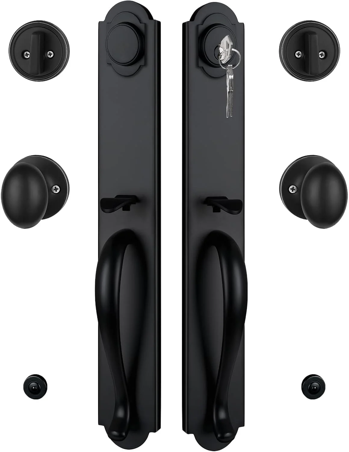 دستگیره های کلیدی مشکی مات NEWBANG برای درب ورودی دوتایی با فاصله سوراخ قابل تنظیم، MDHST2018DB-Double-SET