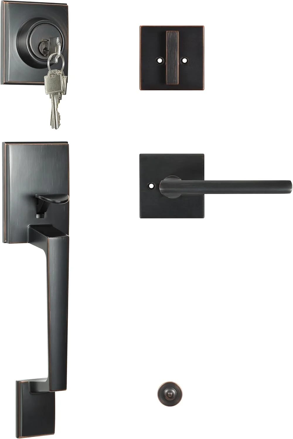 دستگیره اهرمی درب ورودی سنگین TOGU HS14D-L65، قفل درب ورودی تک سیلندر با دستگیره اهرمی، دستگیره درب ورودی جامد برای درب های بیرونی منزل، نصب آسان، روکش برنز روغنی