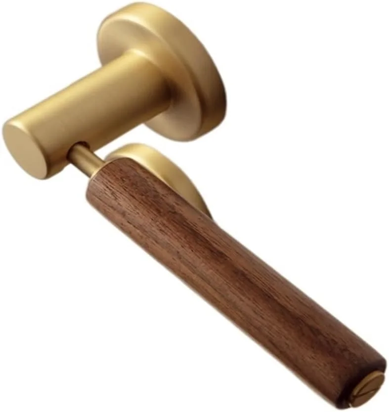 ست دستگیره درب انبار برنجی جامد با قفل بی صدا، دستگیره قفل درب چوب گردوی مشکی داخلی، سخت افزار قفل ضد سرقت برای اتاق خواب، نصب آسان و روان (سایز : 5)