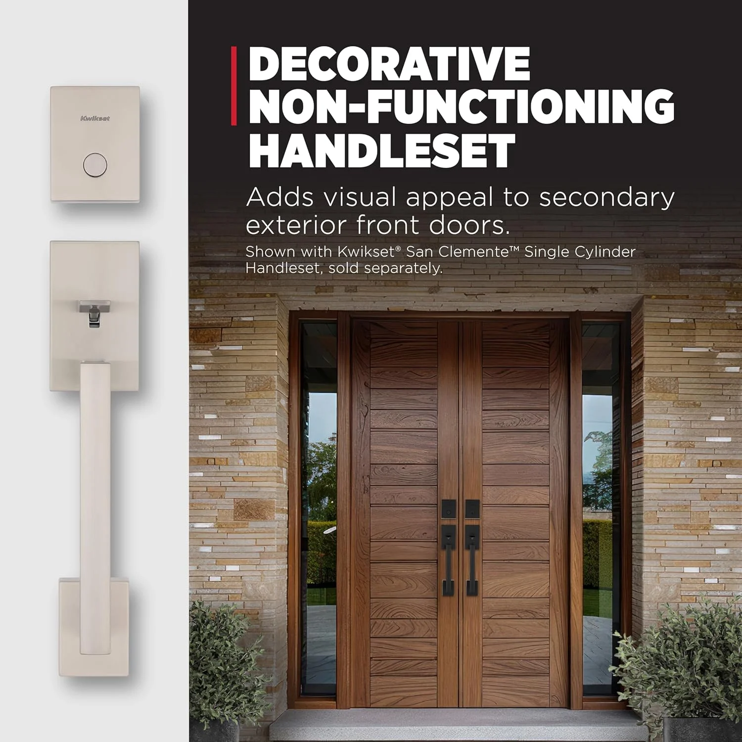دستگیره در ورودی غیرفعال Kwikset San Clemente، دستگیره داخلی و قفل مرده غیرفعال، دستگیره بیرونی با اهرم برگشت پذیر داخلی، نیکل ساتن با محافظت Microban دستگیره در ورودی غیرفعال Kwikset San Clemente، دستگیره داخلی و قفل مرده غیرفعال، دستگیره بیرونی با اهرم برگشت پذیر داخلی، نیکل ساتن با محافظت Microban