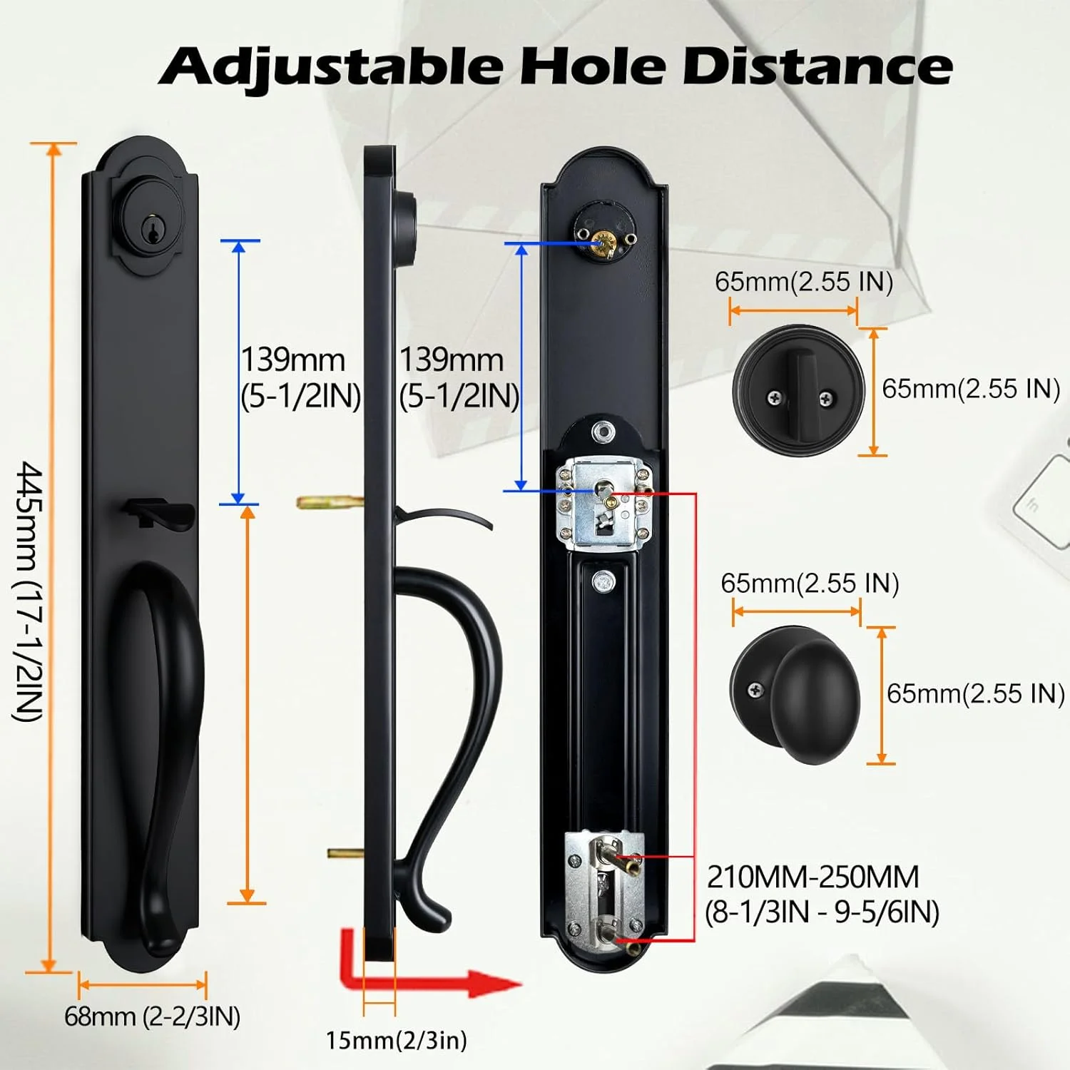 دستگیره های کلیدی مشکی مات NEWBANG برای درب ورودی دوتایی با فاصله سوراخ قابل تنظیم، MDHST2018DB-Double-SET دستگیره های کلیدی مشکی مات NEWBANG برای درب ورودی دوتایی با فاصله سوراخ قابل تنظیم، MDHST2018DB-Double-SET