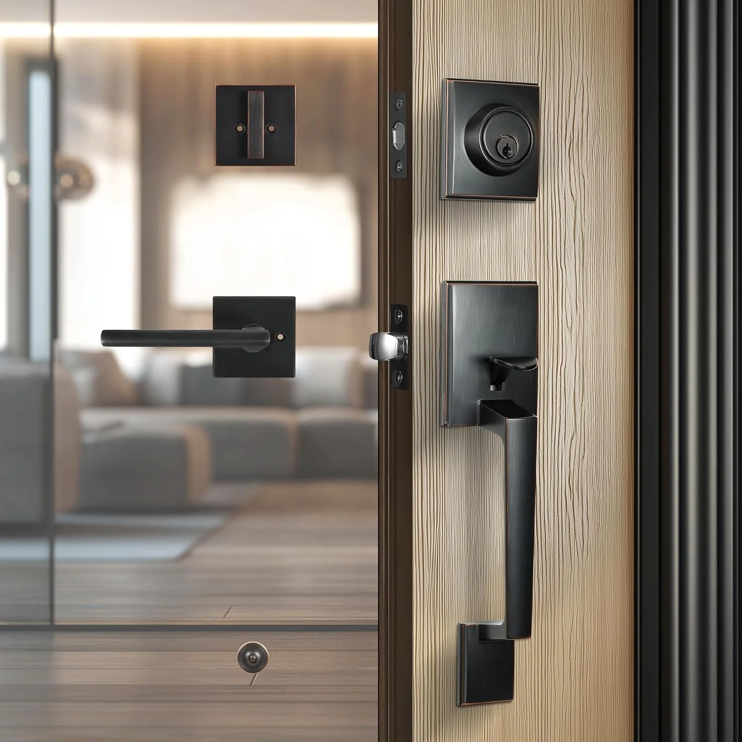 دستگیره اهرمی درب ورودی سنگین TOGU HS14D-L65، قفل درب ورودی تک سیلندر با دستگیره اهرمی، دستگیره درب ورودی جامد برای درب های بیرونی منزل، نصب آسان، روکش برنز روغنی دستگیره اهرمی درب ورودی سنگین TOGU HS14D-L65، قفل درب ورودی تک سیلندر با دستگیره اهرمی، دستگیره درب ورودی جامد برای درب های بیرونی منزل، نصب آسان، روکش برنز روغنی