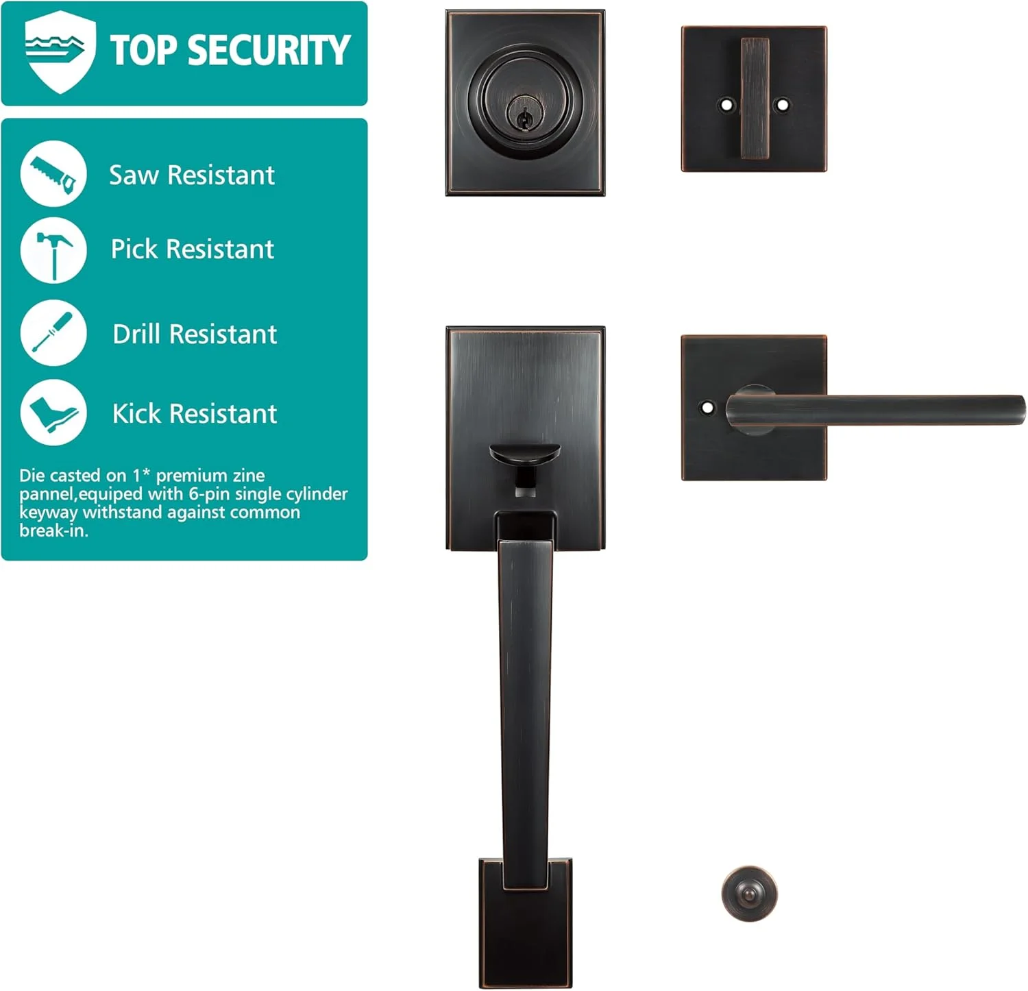 دستگیره اهرمی درب ورودی سنگین TOGU HS14D-L65، قفل درب ورودی تک سیلندر با دستگیره اهرمی، دستگیره درب ورودی جامد برای درب های بیرونی منزل، نصب آسان، روکش برنز روغنی دستگیره اهرمی درب ورودی سنگین TOGU HS14D-L65، قفل درب ورودی تک سیلندر با دستگیره اهرمی، دستگیره درب ورودی جامد برای درب های بیرونی منزل، نصب آسان، روکش برنز روغنی