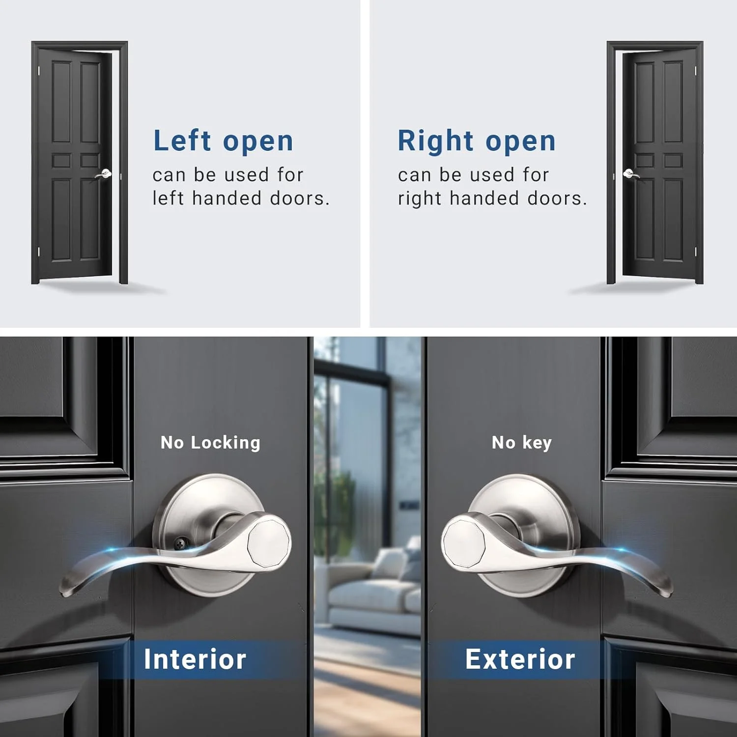 دستگیره های اهرمی مدل موجی Knobonly، مناسب برای راهرو یا کمد، روکش نیکل مات، ست دستگیره استیل ضد زنگ، بسته 5 عددی دستگیره های اهرمی مدل موجی Knobonly، مناسب برای راهرو یا کمد، روکش نیکل مات، ست دستگیره استیل ضد زنگ، بسته 5 عددی