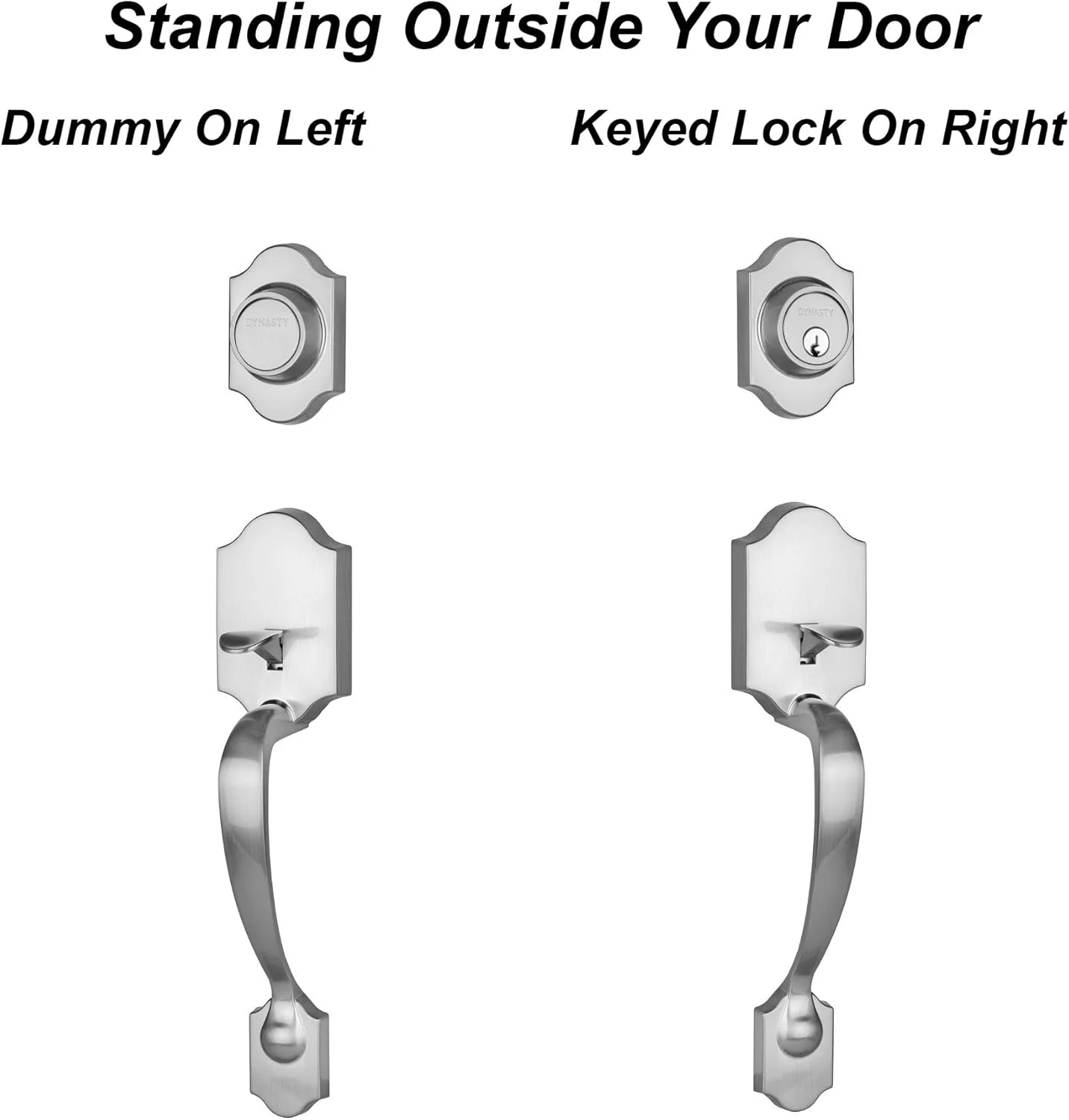 دستگیره اهرمی نمایشی درب ورودی Dynasty Hardware مدل Denver، نیکل ساتن، اهرم Heritage، دست چپ دستگیره اهرمی نمایشی درب ورودی Dynasty Hardware مدل Denver، نیکل ساتن، اهرم Heritage، دست چپ