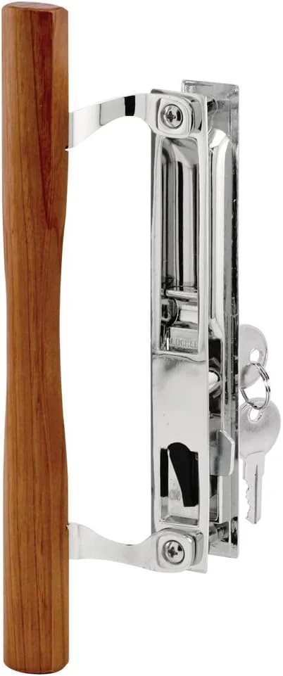 دستگیره درب شیشه ای کشویی مدل C 1149 Prime-Line – جایگزینی سریع دستگیره های قدیمی یا آسیب دیده – چوب و دایکاست روکش کروم، سبک هوک، نصب همسطح، مناسب برای فاصله سوراخ 6-5/8 اینچ (1 ست)