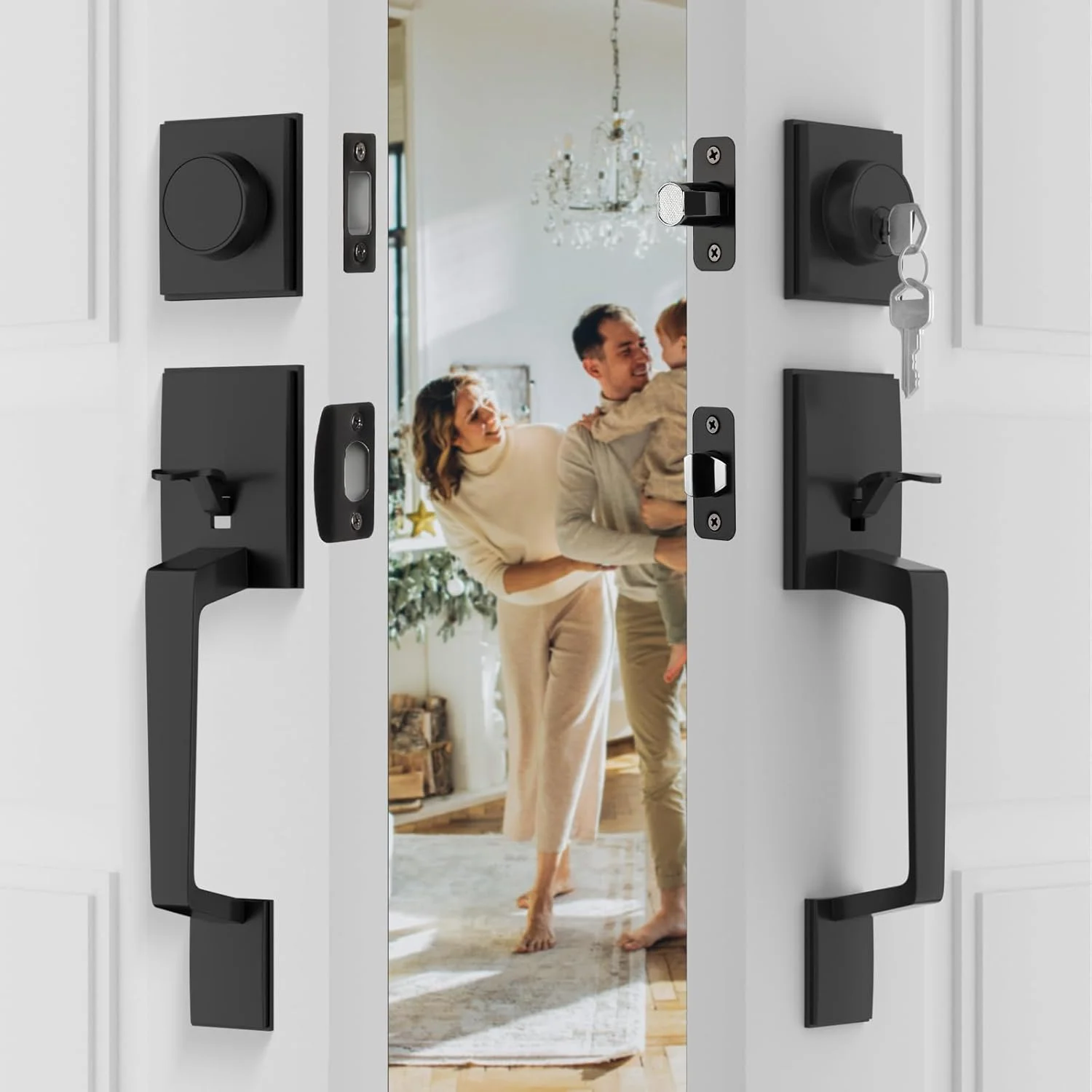 ست قفل درب دوتایی مشکی مات Haidms، ست دستگیره درب ورودی دوتایی مشکی، دستگیره درب دوتایی سنگین با دستگیره ثابت، ست یراق آلات درب ورودی دوتایی با اهرم دستگیره برگشت پذیر ست قفل درب دوتایی مشکی مات Haidms، ست دستگیره درب ورودی دوتایی مشکی، دستگیره درب دوتایی سنگین با دستگیره ثابت، ست یراق آلات درب ورودی دوتایی با اهرم دستگیره برگشت پذیر