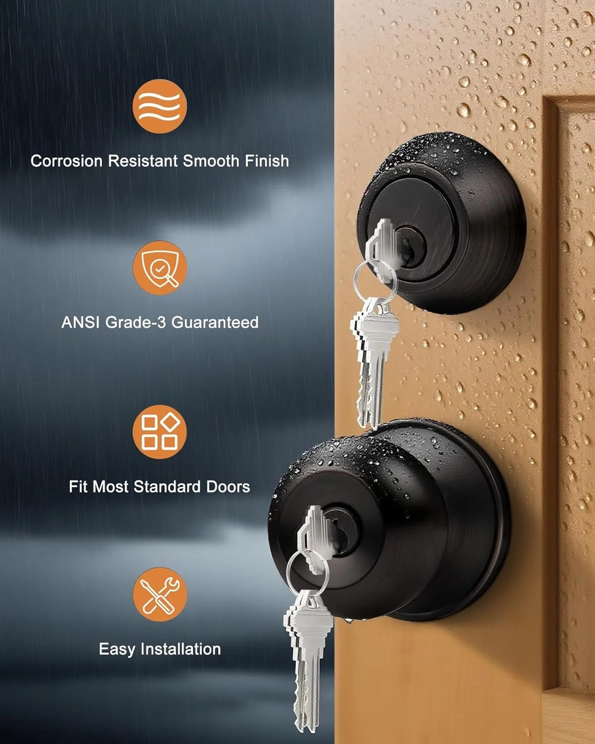 دستگیره درب ورودی پروبریكو با قفل سیلندر، رنگ برنز روغنی، ست دستگیره جلو سه عددی قهوه ای DL607ET-101ORB-Combo-3PCS دستگیره درب ورودی پروبریكو با قفل سیلندر، رنگ برنز روغنی، ست دستگیره جلو سه عددی قهوه ای DL607ET-101ORB-Combo-3PCS