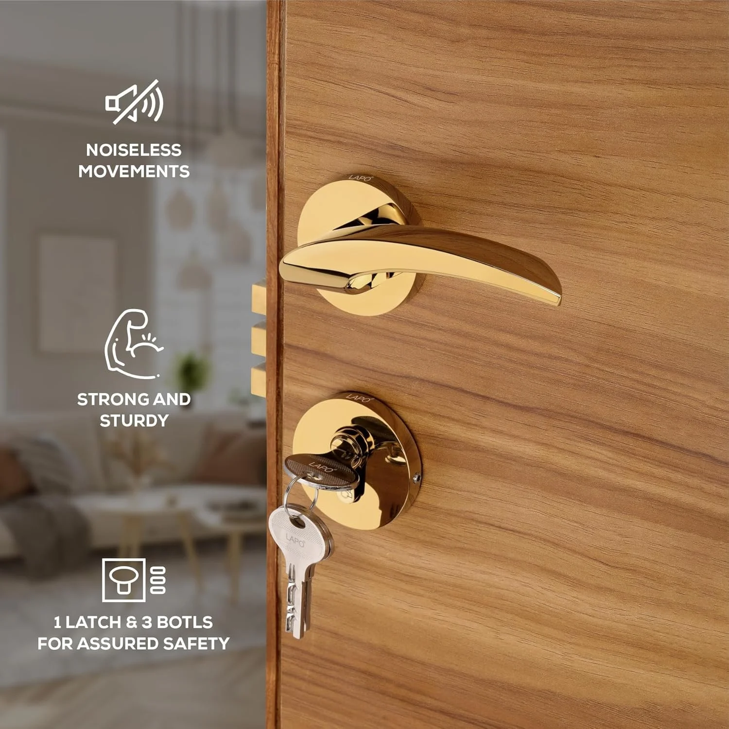 قفل درب ورودی و اتاق خواب LAPO مدل سنگین و تمام برنجی، دستگیره های قفل درب به همراه بدنه قفل، قفل درب اصلی برای خانه و دفتر | روکش طلایی PVD | 3 سال Ro-115 قفل درب ورودی و اتاق خواب LAPO مدل سنگین و تمام برنجی، دستگیره های قفل درب به همراه بدنه قفل، قفل درب اصلی برای خانه و دفتر | روکش طلایی PVD | 3 سال Ro-115