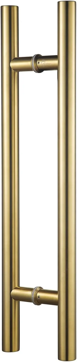 دستگیره های درب استیل ضد زنگ Togu TG-6012، سایز ۱۸ اینچ، مناسب کاربری سنگین، گرید ۳۰۴، دستگیره های فشاری/کششی درب، دستگیره درب انبار، دستگیره شیشه ای، روکش طلایی مات