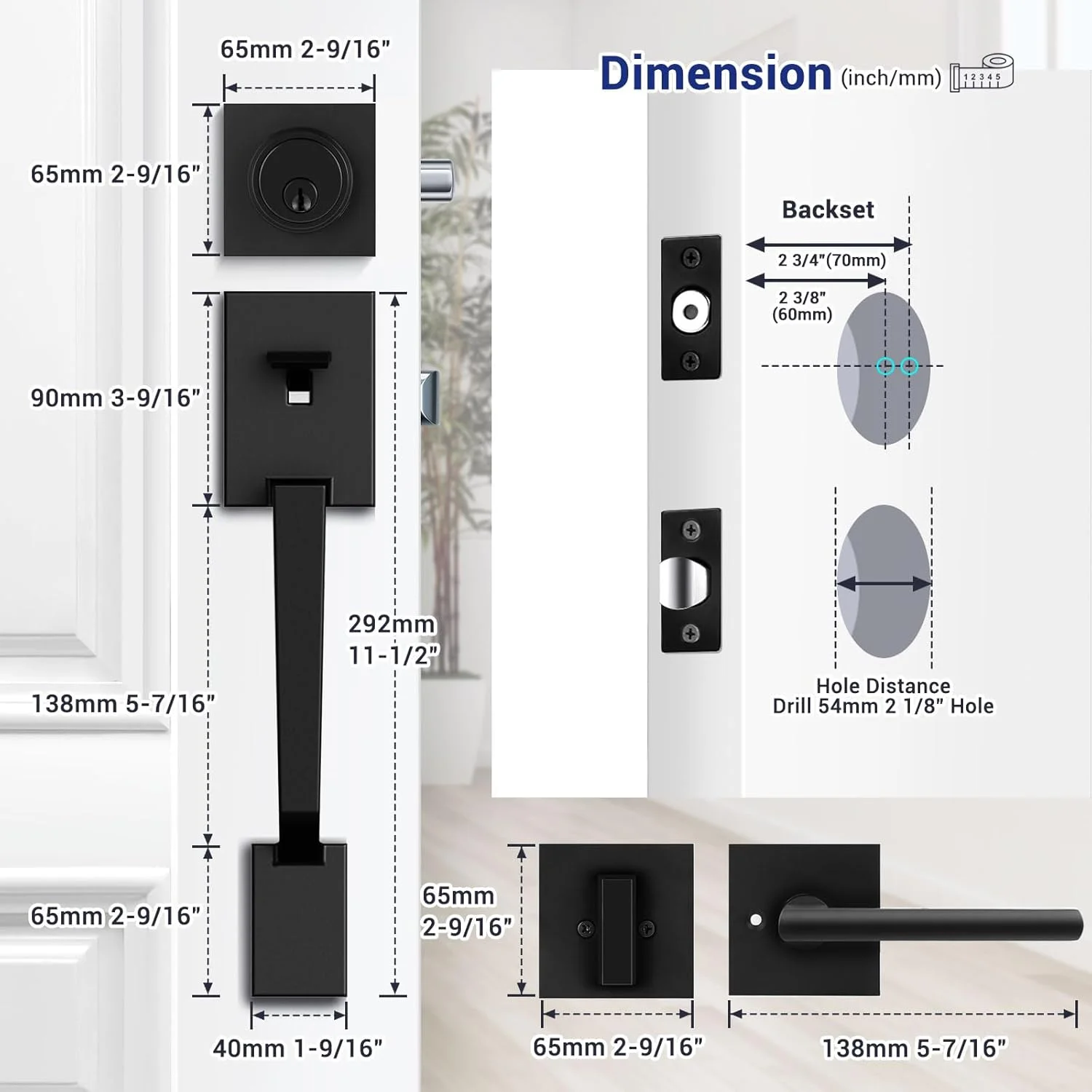 دستگیره درب ورودی Ohuhu، ست قفل درب ورودی، دستگیره های درب مشکی، قفل درب با کلید، دستگیره با اهرم درب، تک سیلندر برگشت پذیر، آلیاژ روی سنگین مشکی مات دستگیره درب ورودی Ohuhu، ست قفل درب ورودی، دستگیره های درب مشکی، قفل درب با کلید، دستگیره با اهرم درب، تک سیلندر برگشت پذیر، آلیاژ روی سنگین مشکی مات