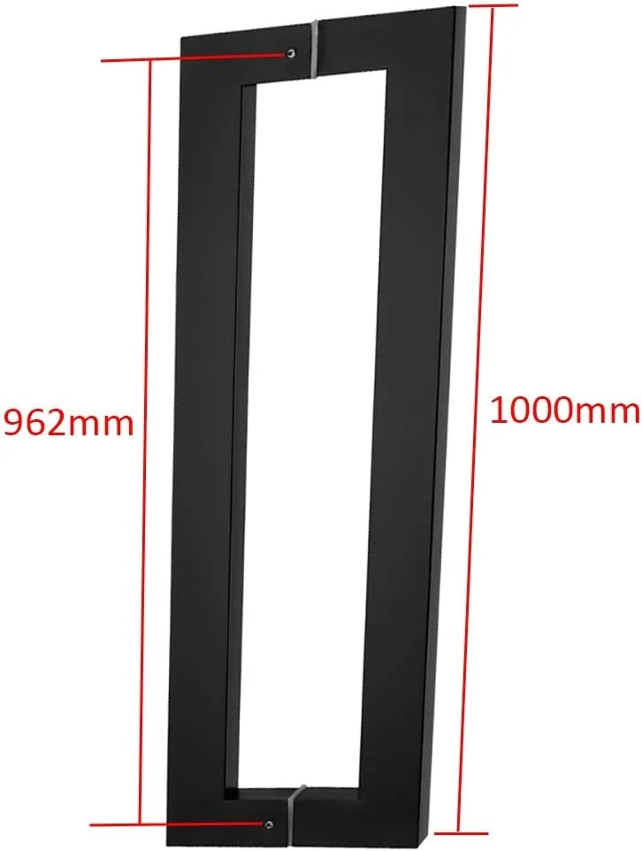 دستگیره مربعی مشکی استیل ضد زنگ بادوام برای درب شیشه ای هتل، دفتر، درب چوبی و کشویی - نصب آسان، 5 طول، 1000×962 میلی متر دستگیره مربعی مشکی استیل ضد زنگ بادوام برای درب شیشه ای هتل، دفتر، درب چوبی و کشویی - نصب آسان، 5 طول، 1000×962 میلی متر