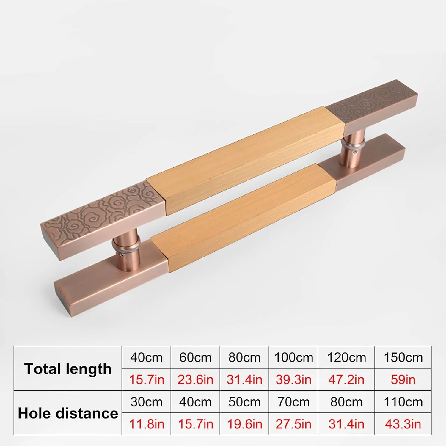 دستگیره درب کشویی انبار، مناسب برای درب شیشه ای با طول های 40، 80، 100، 120 و 150 سانتی متر به همراه اتصالات، دستگیره دو طرفه برای درب ورودی/حمام/چوبی، مدل B-40cm/15.7in دستگیره درب کشویی انبار، مناسب برای درب شیشه ای با طول های 40، 80، 100، 120 و 150 سانتی متر به همراه اتصالات، دستگیره دو طرفه برای درب ورودی/حمام/چوبی، مدل B-40cm/15.7in