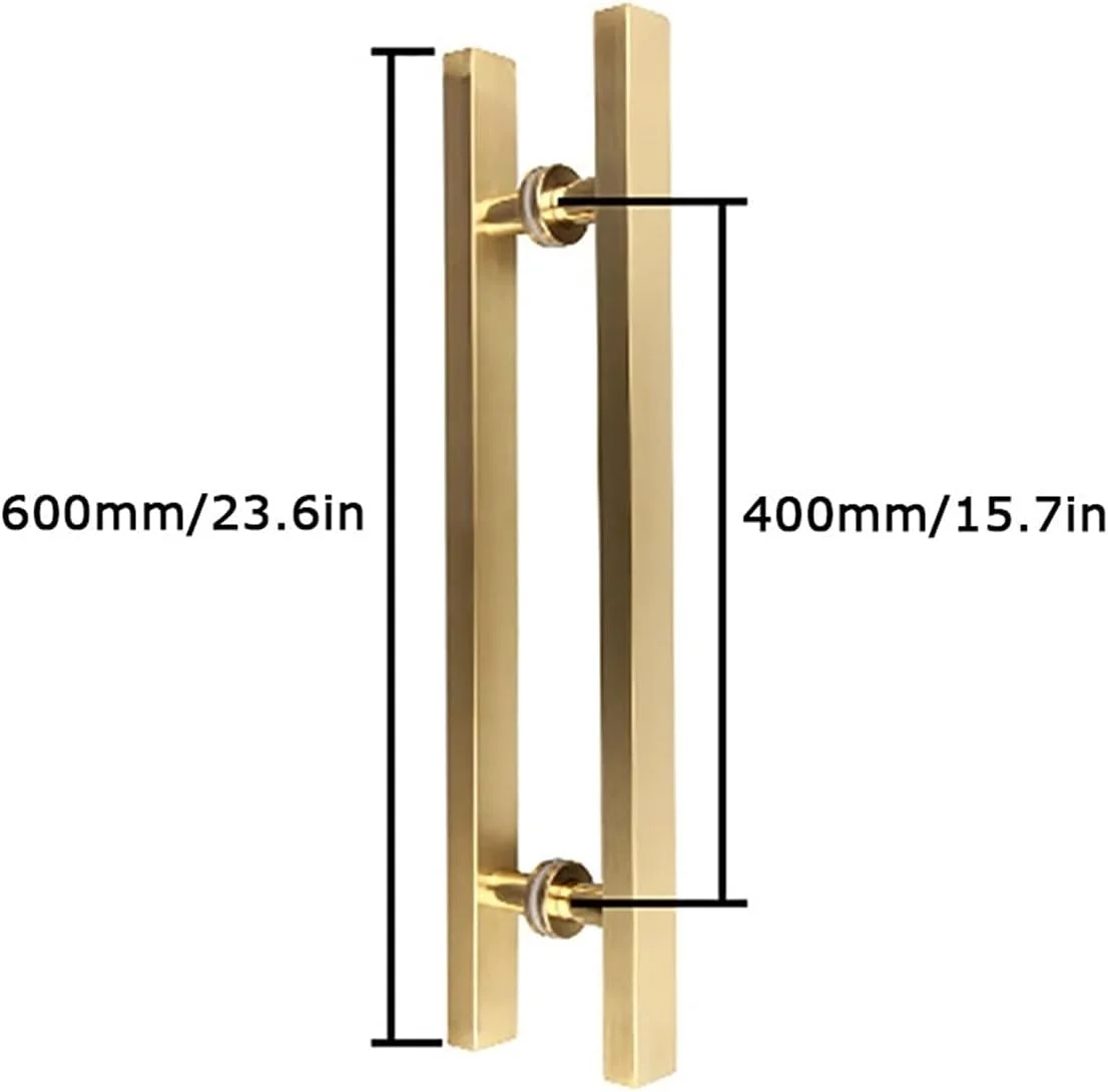دستگیره درب شیشه ای کشویی استیل ضد زنگ مقاوم، دستگیره مربعی طلایی، سخت افزار درب، 600×400 میلی متر دستگیره درب شیشه ای کشویی استیل ضد زنگ مقاوم، دستگیره مربعی طلایی، سخت افزار درب، 600×400 میلی متر