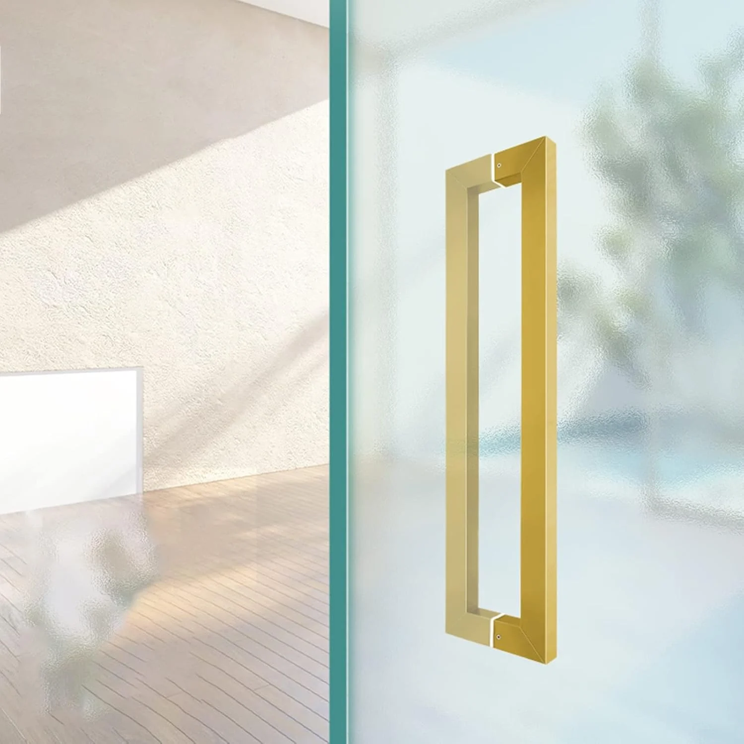 دستگیره درب کشویی انبار، دستگیره مربعی برای هل دادن و کشیدن درب ورودی، دستگیره های تخت استیل ضد زنگ برای درب های شیشه ای داخلی و خارجی، 60/80/100/120/150 سانتی متر، طلایی - طول 80 سانتی متر