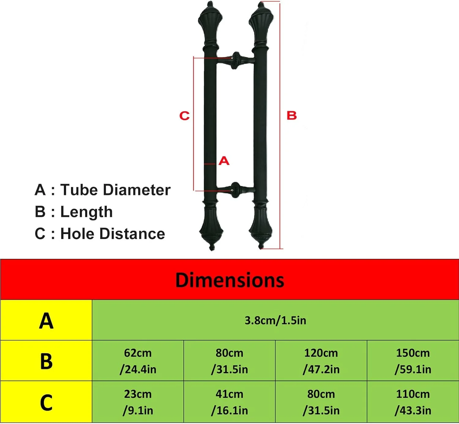 دستگیره درب ورودی برای آشپزخانه شیشه ای کشویی، میله فشاری کششی دو طرفه قدیمی 60/80/120/150 سانتی متری، ست دستگیره درب انبار، نصب آسان، A-62 سانتی متر / 24.4 اینچ دستگیره درب ورودی برای آشپزخانه شیشه ای کشویی، میله فشاری کششی دو طرفه قدیمی 60/80/120/150 سانتی متری، ست دستگیره درب انبار، نصب آسان، A-62 سانتی متر / 24.4 اینچ